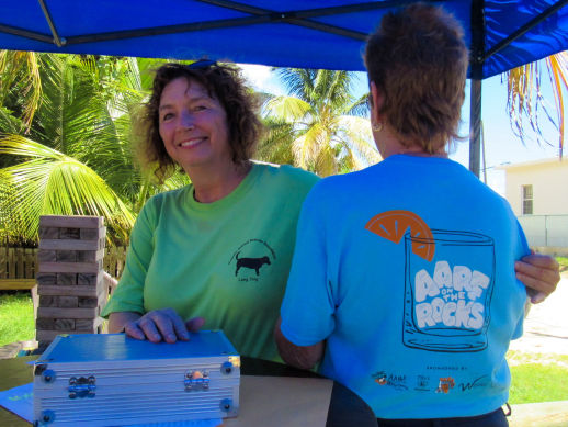 Jackie Pascher and Denise Greaves volunteering at AARF fundraiser in Anguilla