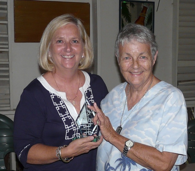 Joan gets the first ever Superstar award issued by AARF. She is seen here on the right getting the award from Suzie, the AARF President