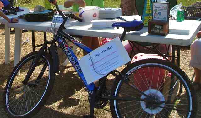 This photo shows the mountain bike which was to be raffled off. The bike was donated by Ken G.