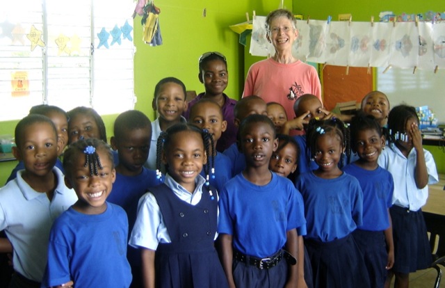 Carol and teacher with another kindergarten class This images shows Carol with another Kindergarten class