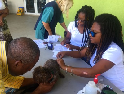 A photo from the AARF March 17, 2018 dog wash at the St. James School of Medicine