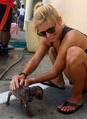 A photo from the AARF March 17, 2018 dog wash at the St. James School of Medicine