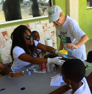 A photo from the AARF March 17, 2018 dog wash at the St. James School of Medicine