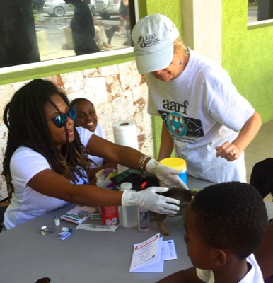 A photo from the AARF March 17, 2018 dog wash at the St. James School of Medicine