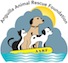 This is the AARF logo, which shows shows three animals on a yellow life raft: a small black and white kitten, a larger brown dog with a collar (a symbol of good animal care practice) and a small black and white dog. Grey clouds suggest an urgent need to find good homes for these animals. The raft (floating on blue waves representing the Caribbean sea surrounding Anguilla) shows that these animals have protectors in AARF and its many supporters. Finally, the sun peeks out from behind the clouds, signifying hope for these deserving animals.