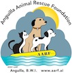 This is the AARF logo, which shows shows three animals on a yellow life raft: a small black and white kitten, a larger brown dog with a collar (a symbol of good animal care practice) and a small black and white dog. Grey clouds suggest an urgent need to find good homes for these animals. The raft (floating on blue waves representing the Caribbean sea surrounding Anguilla) shows that these animals have protectors in AARF and its many supporters. Finally, the sun peeks out from behind the clouds, signifying hope for these deserving animals.