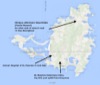 Map of the island of Sint Maarten/Saint Martin with arrows showing vet clinic locations