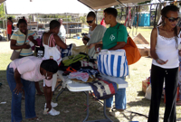 a table full of clothing