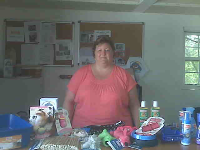 Jeanne with a massive amount of presents for the AARF animals